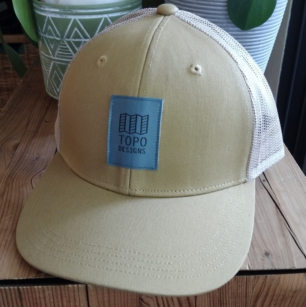 Topo Designs Beige and Blue Trucker Hat - Picture 2 of 5